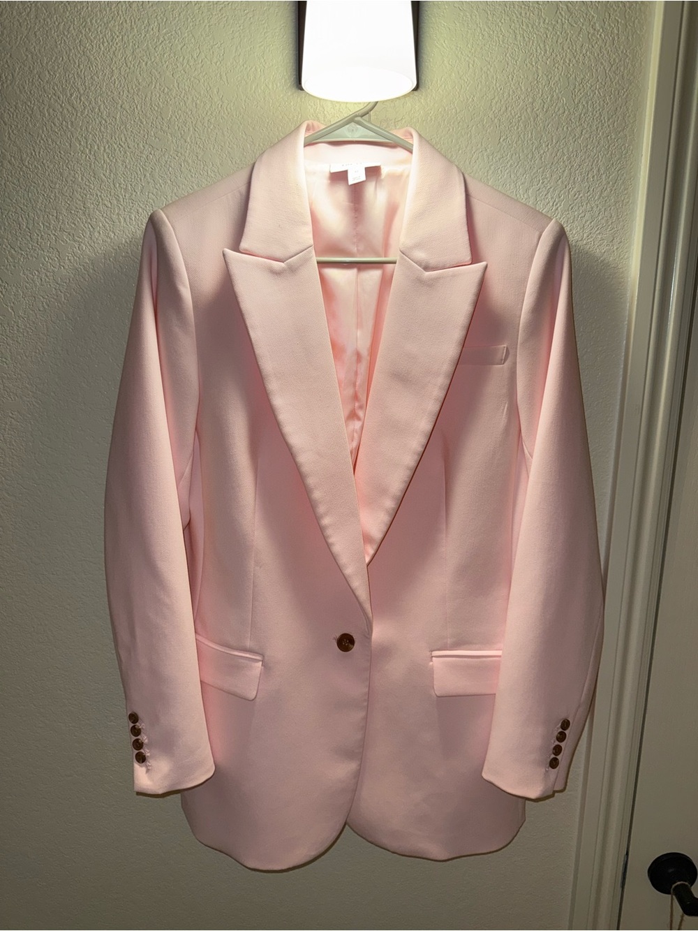 Structured Light Pink Women's Blazer with Notch Lapel